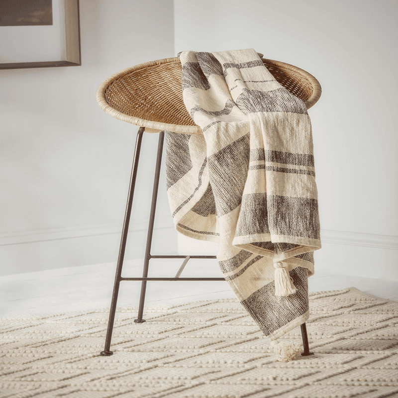 Monochrome Stripe Cotton Throw