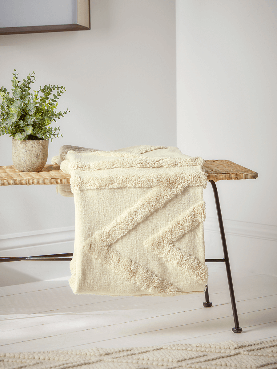 NEW Cotton Tufted Geometric Throw