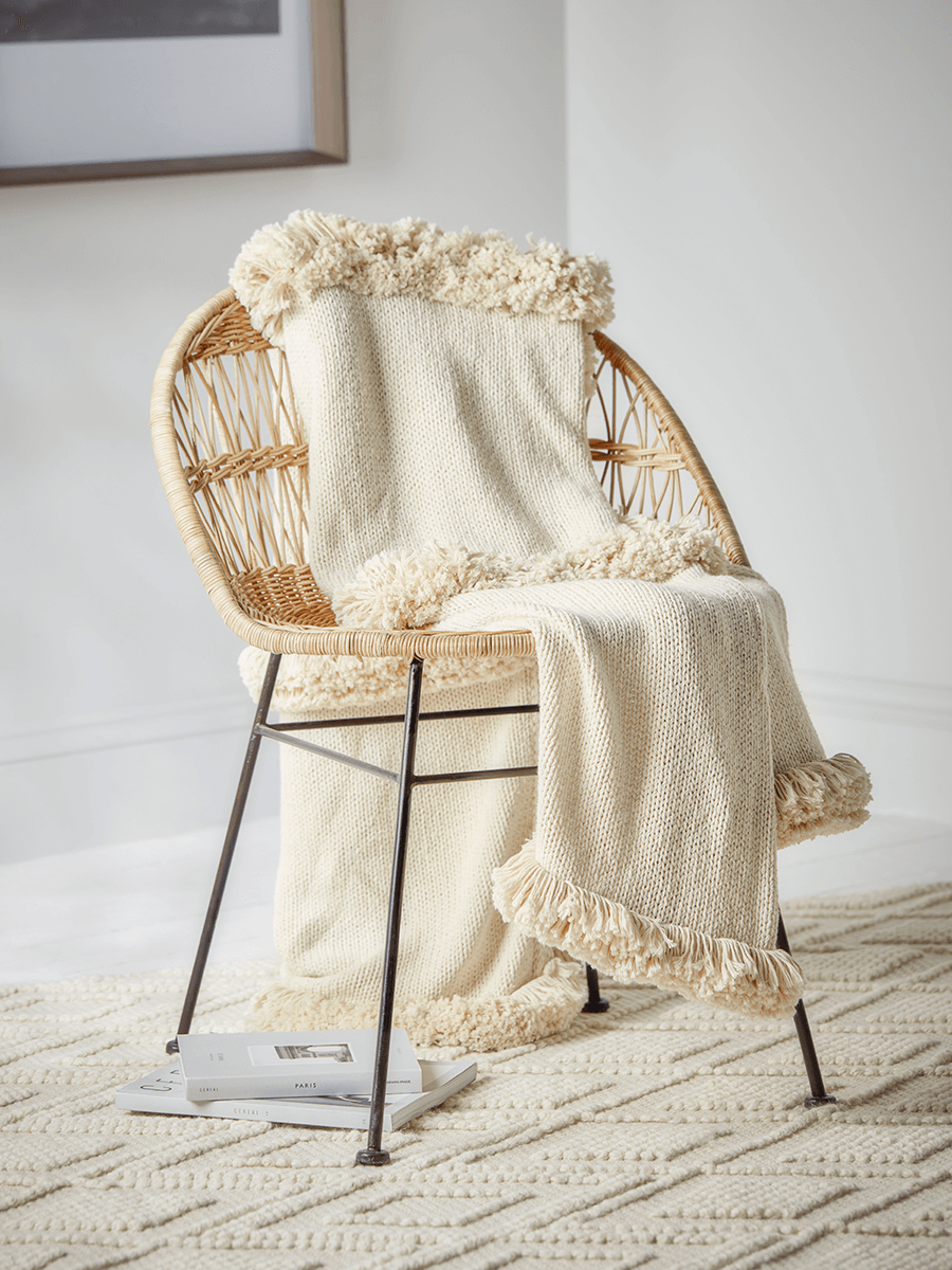 

NEW Cotton Tufted Striped Throw