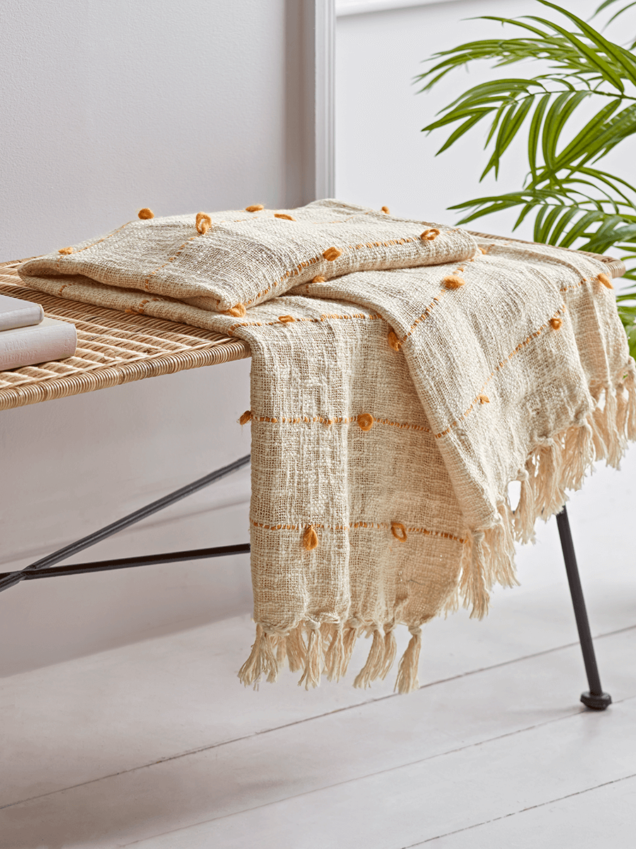 

NEW Textured Striped Throw - White