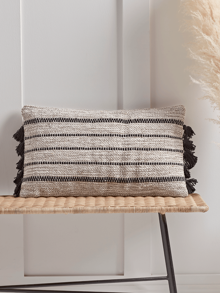

NEW Woven Striped Tasseled Cushion