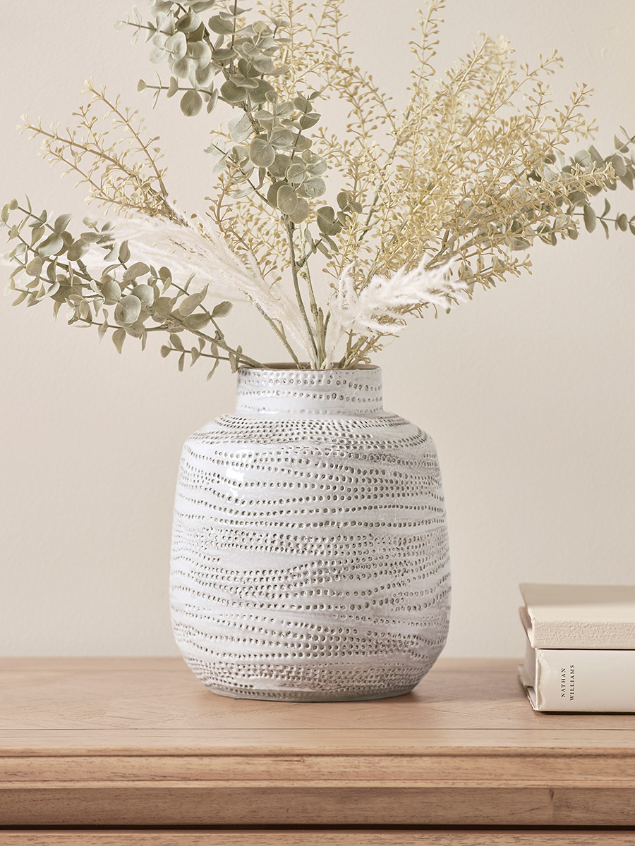 Product photograph of Etched Dotted Vase from Cox and Cox