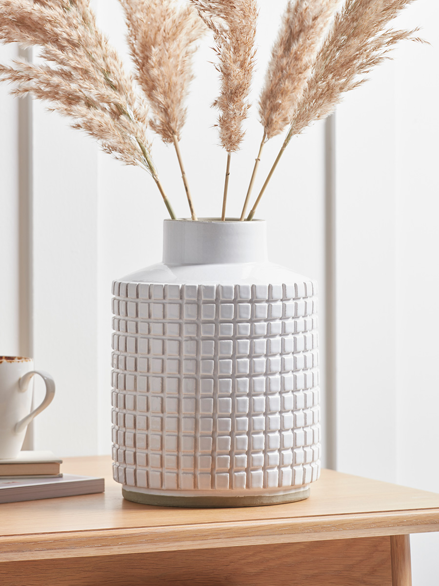 White Grid Vase from Cox and Cox