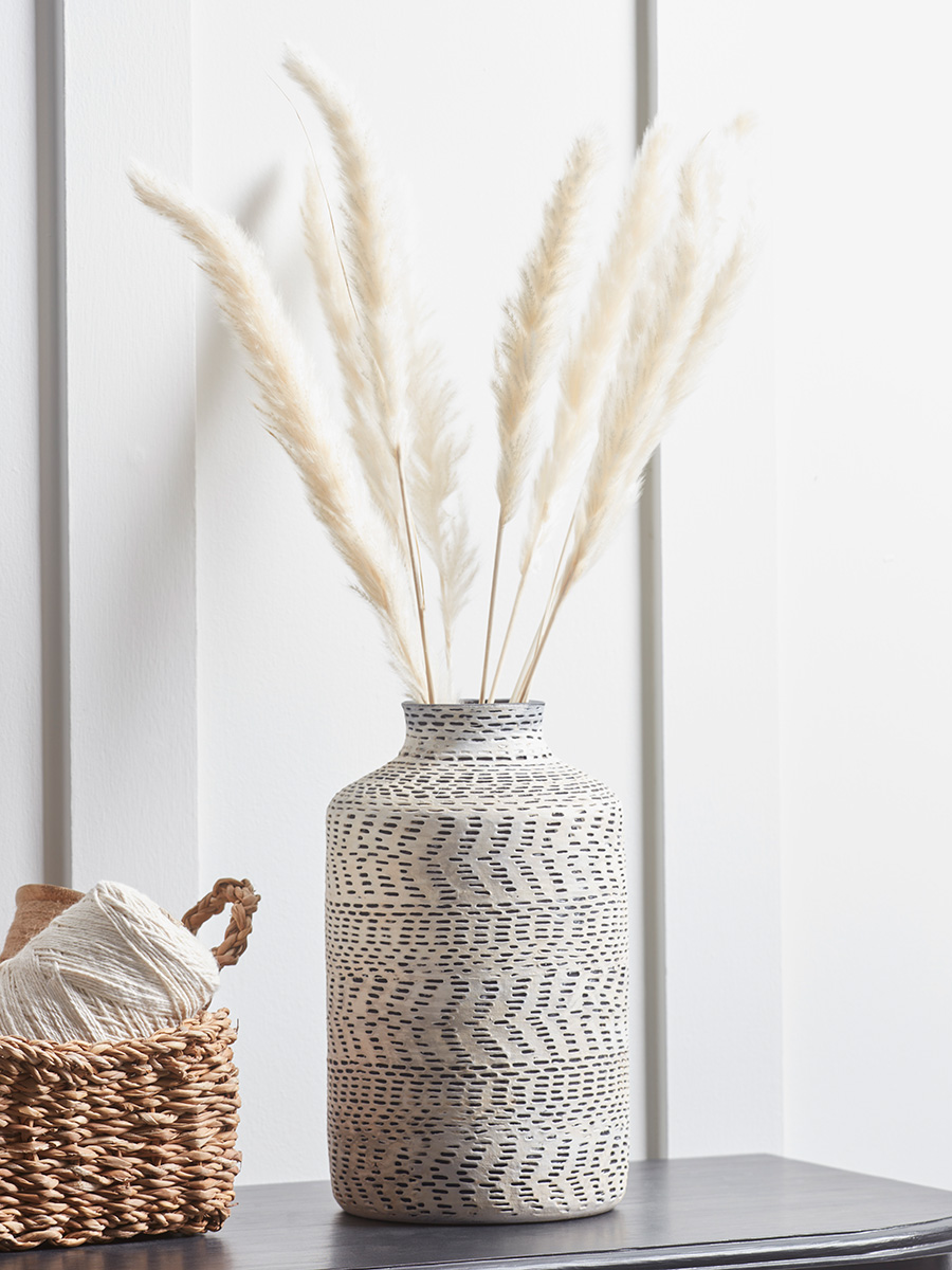 Product photograph of Textured Chevron Vase from Cox and Cox.