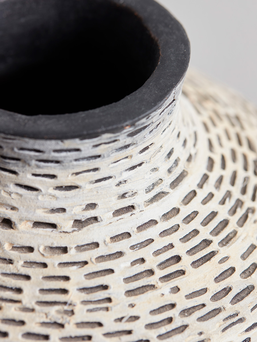 Product photograph of Textured Chevron Vase from Cox and Cox.