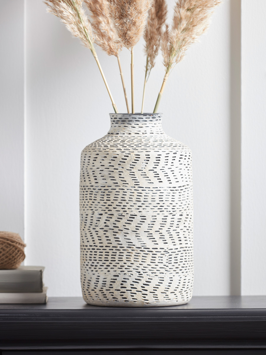 Product photograph of Textured Chevron Vase from Cox and Cox