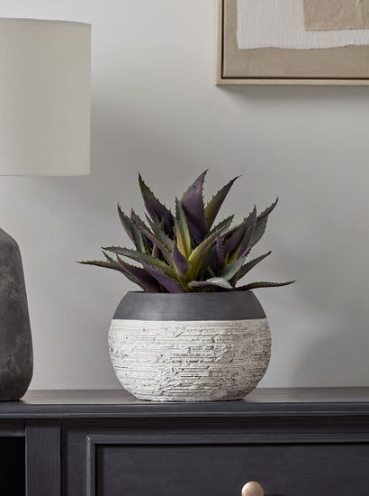 Black & Natural Textured Planter