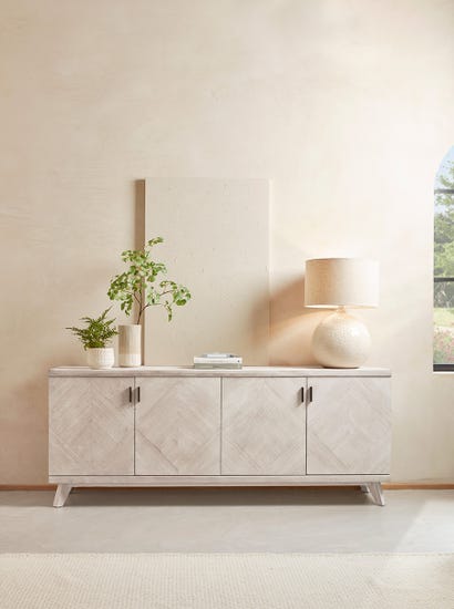 Limewashed Parquet Sideboard