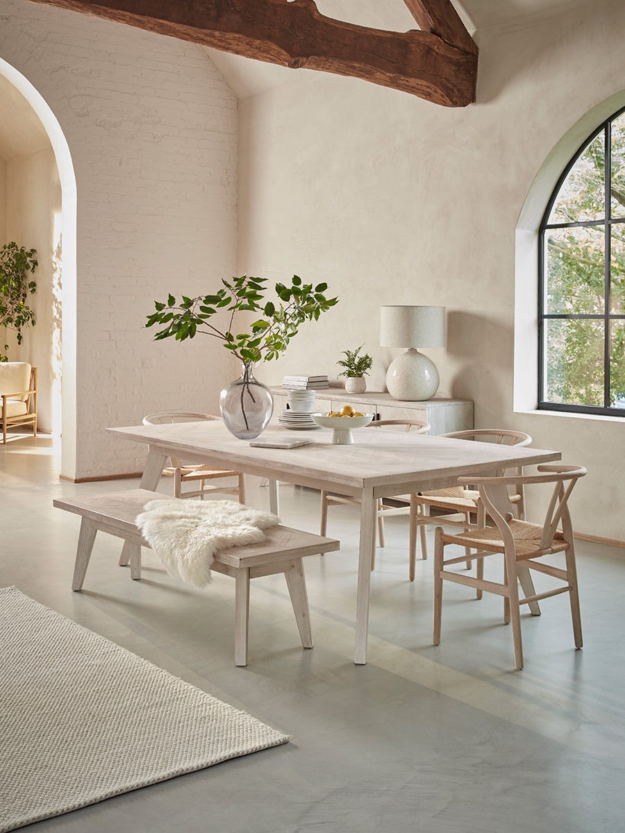 Photo of Limewashed parquet dining table