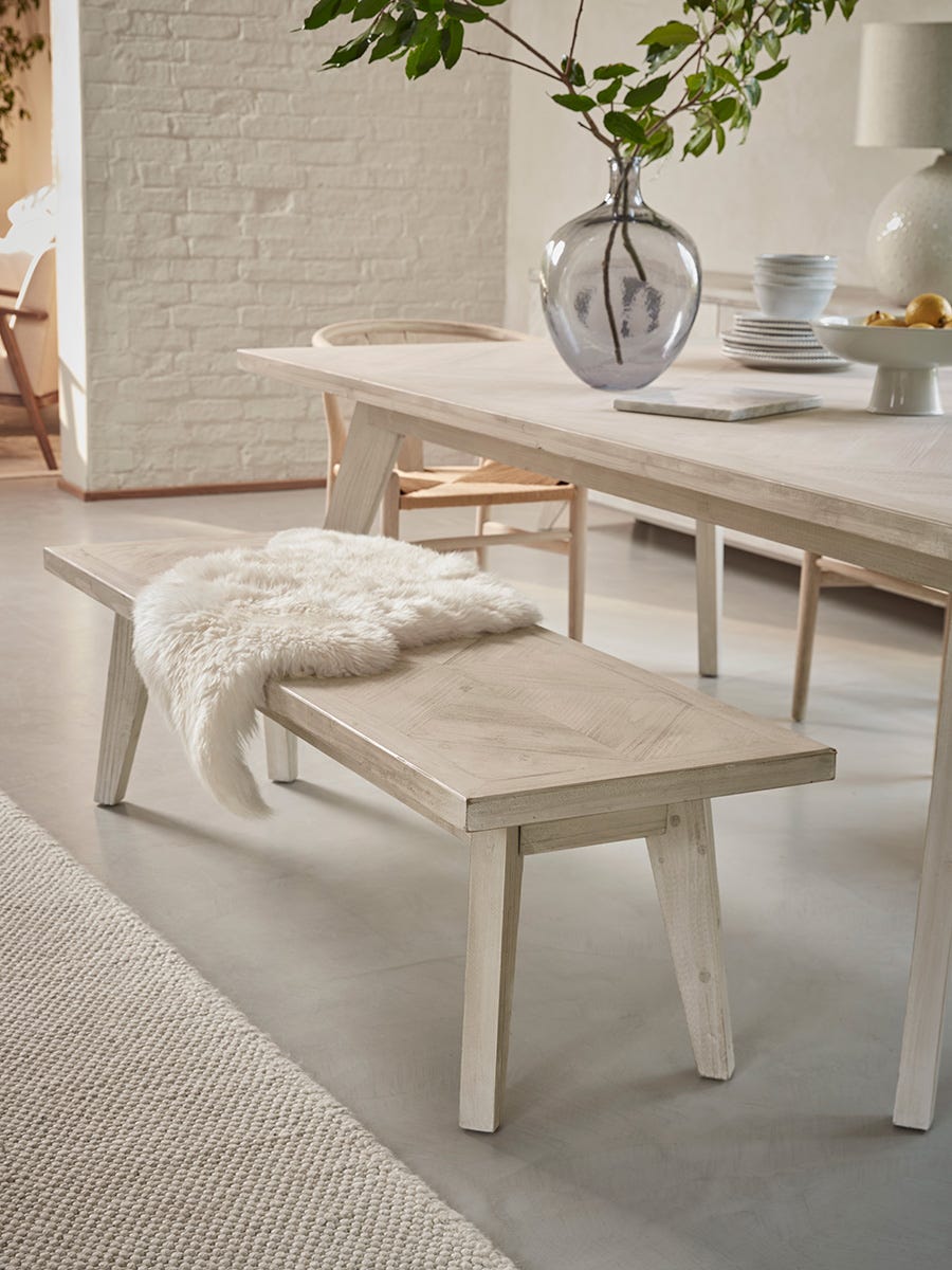 Limewashed Parquet Bench