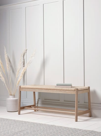 Woven Rope Oak Bench