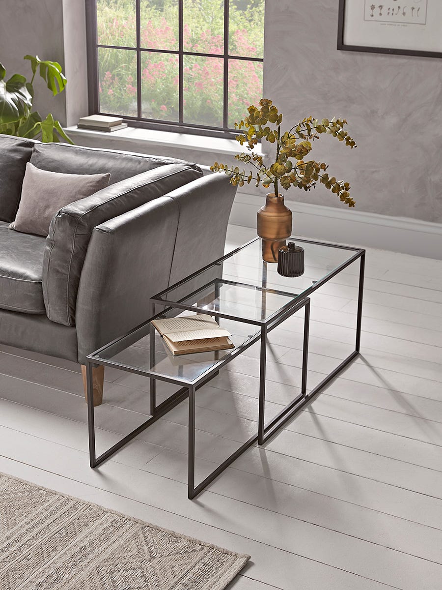 Product photograph of Glass Nesting Side Table from Cox and Cox