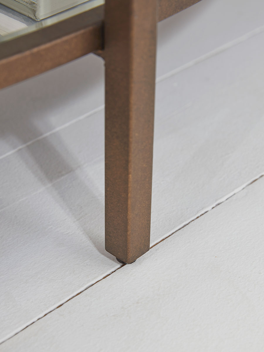Glass Display Console Table - Aged Bronze