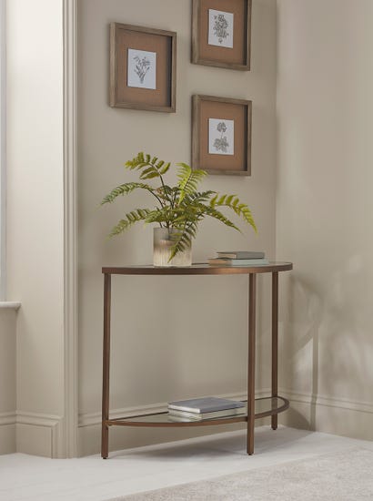 Glass Display Console Table - Aged Bronze