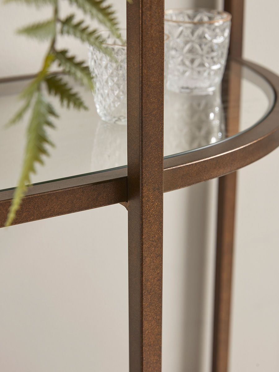 Product photograph of Glass Display Shelf Unit - Aged Bronze from Cox and Cox.