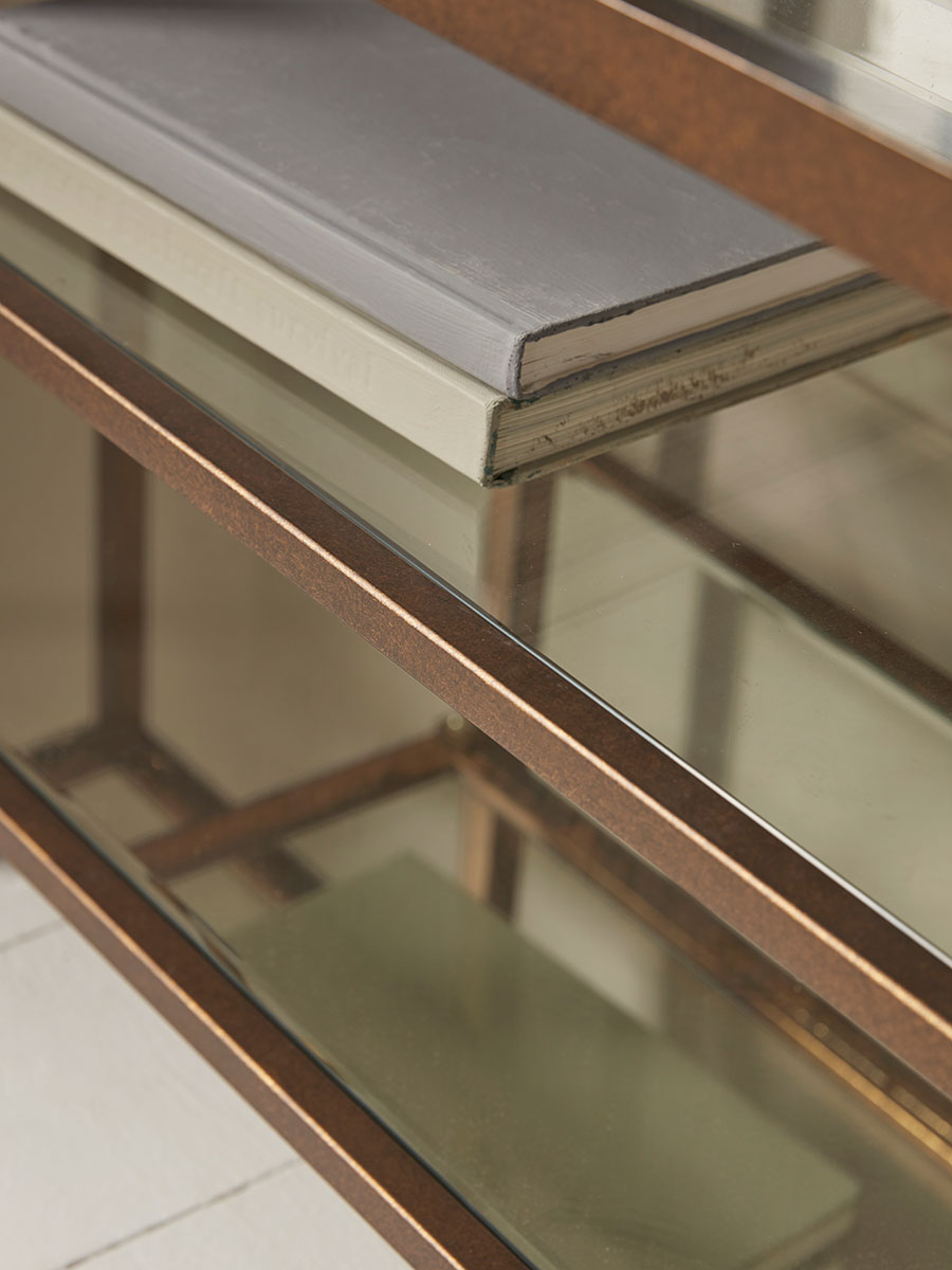 Product photograph of Glass Display Media Unit - Aged Bronze from Cox and Cox.