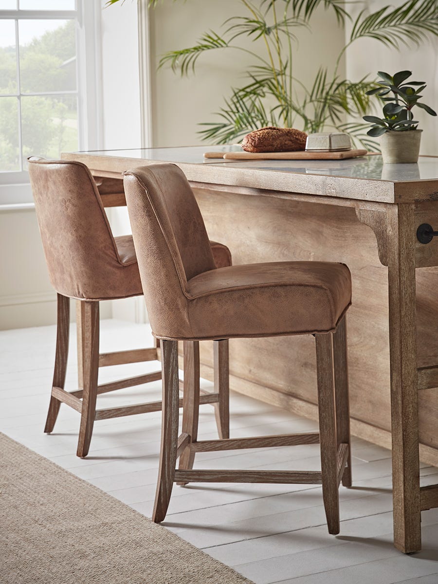 Two Leather Counter Stools from Cox and Cox