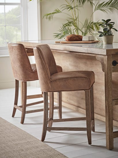 Two Leather Counter Stools