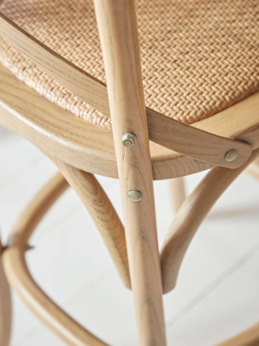 Product photograph of Two Cross Back Counter Stools - Natural from Cox and Cox.