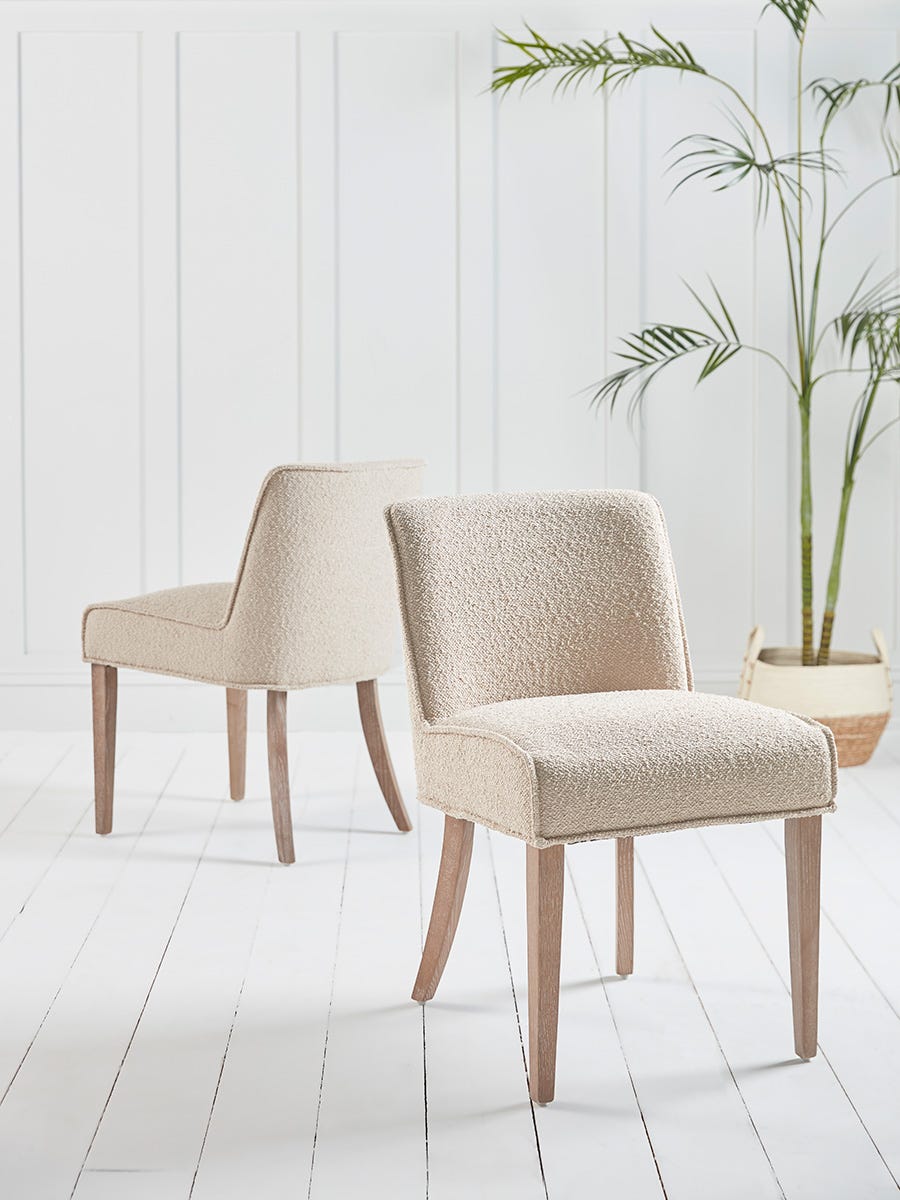 Product photograph of Two Upholstered Linen Dining Chairs from Cox and Cox