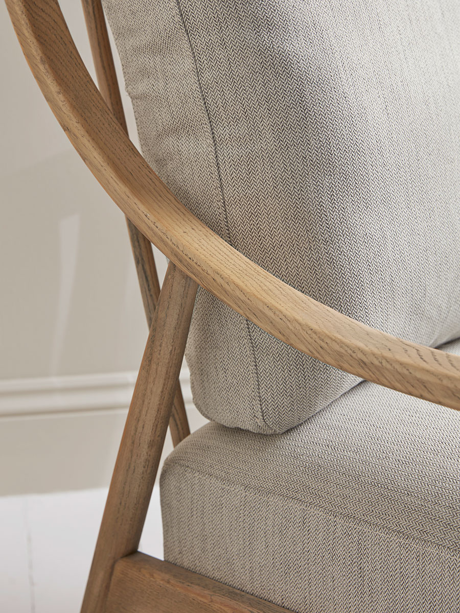Curved Arm Mid Century Chair - Linen