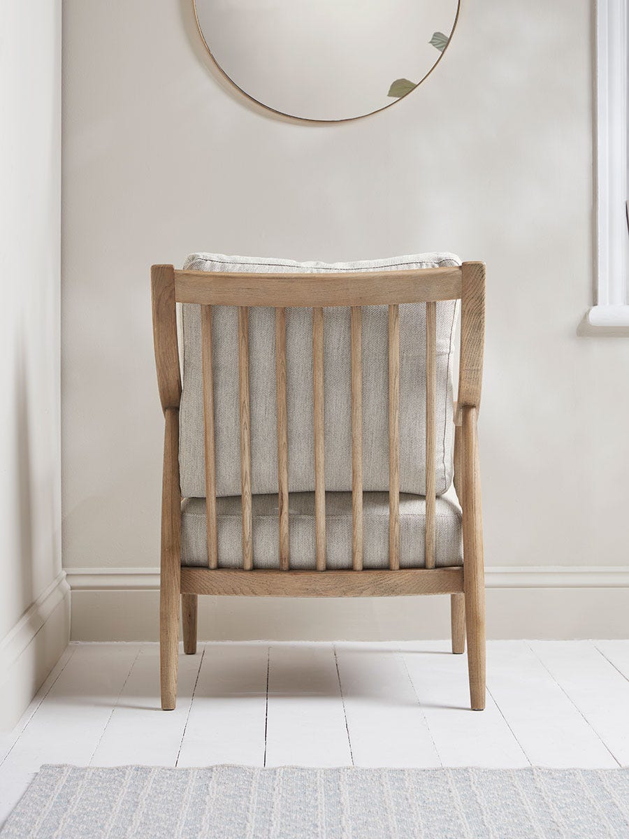 Curved Arm Mid Century Chair - Linen
