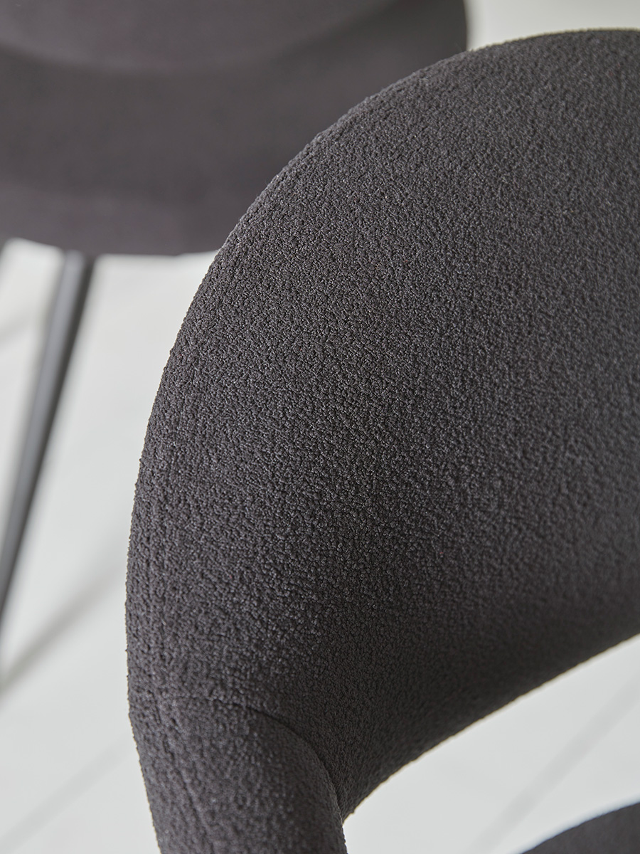 Two Bouclé Dining Chairs - Black