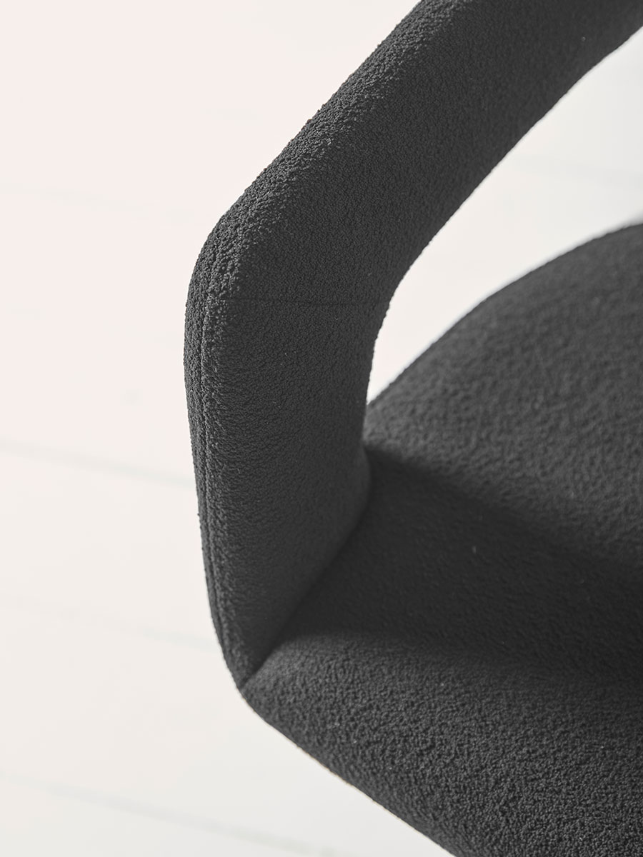 Two Bouclé Dining Chairs - Black