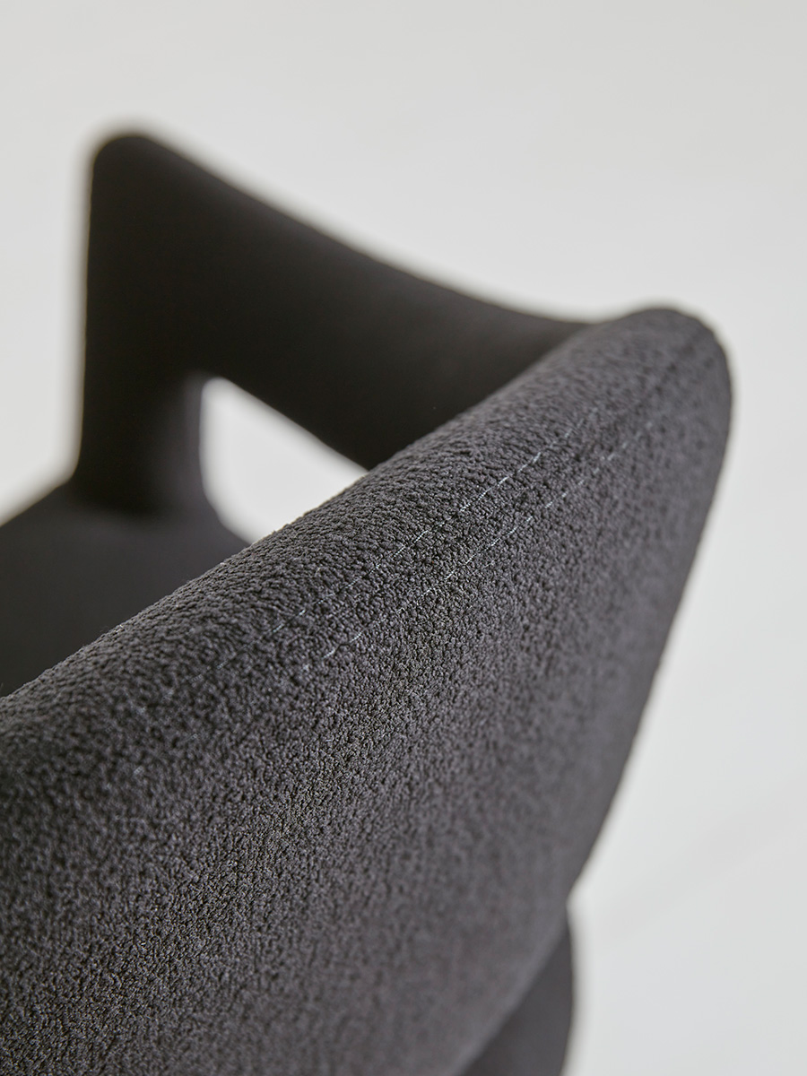 Two Bouclé Counter Stools - Black