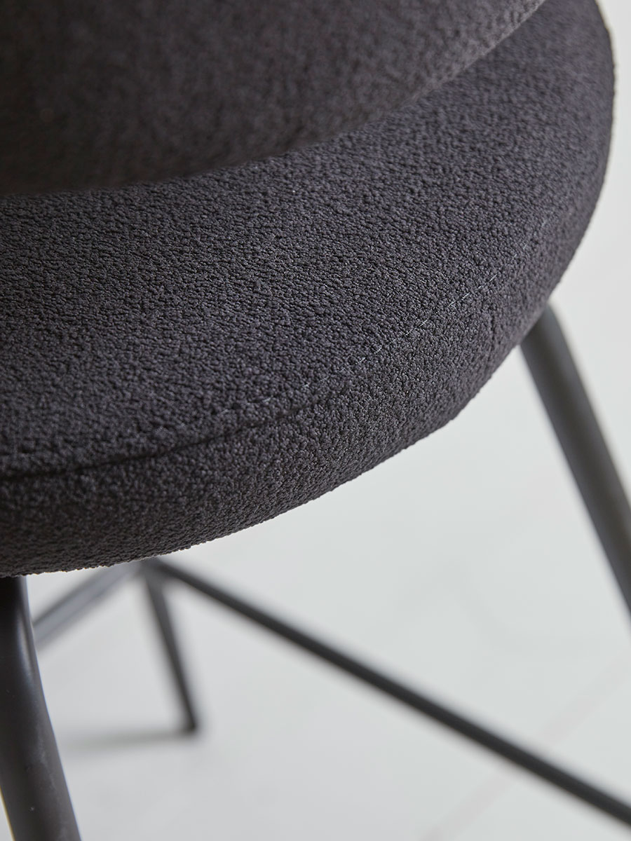 Two Bouclé Counter Stools - Black