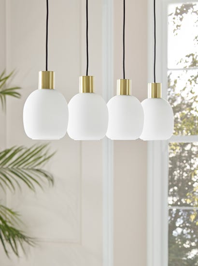 Four Frosted Glass Pendant Lights