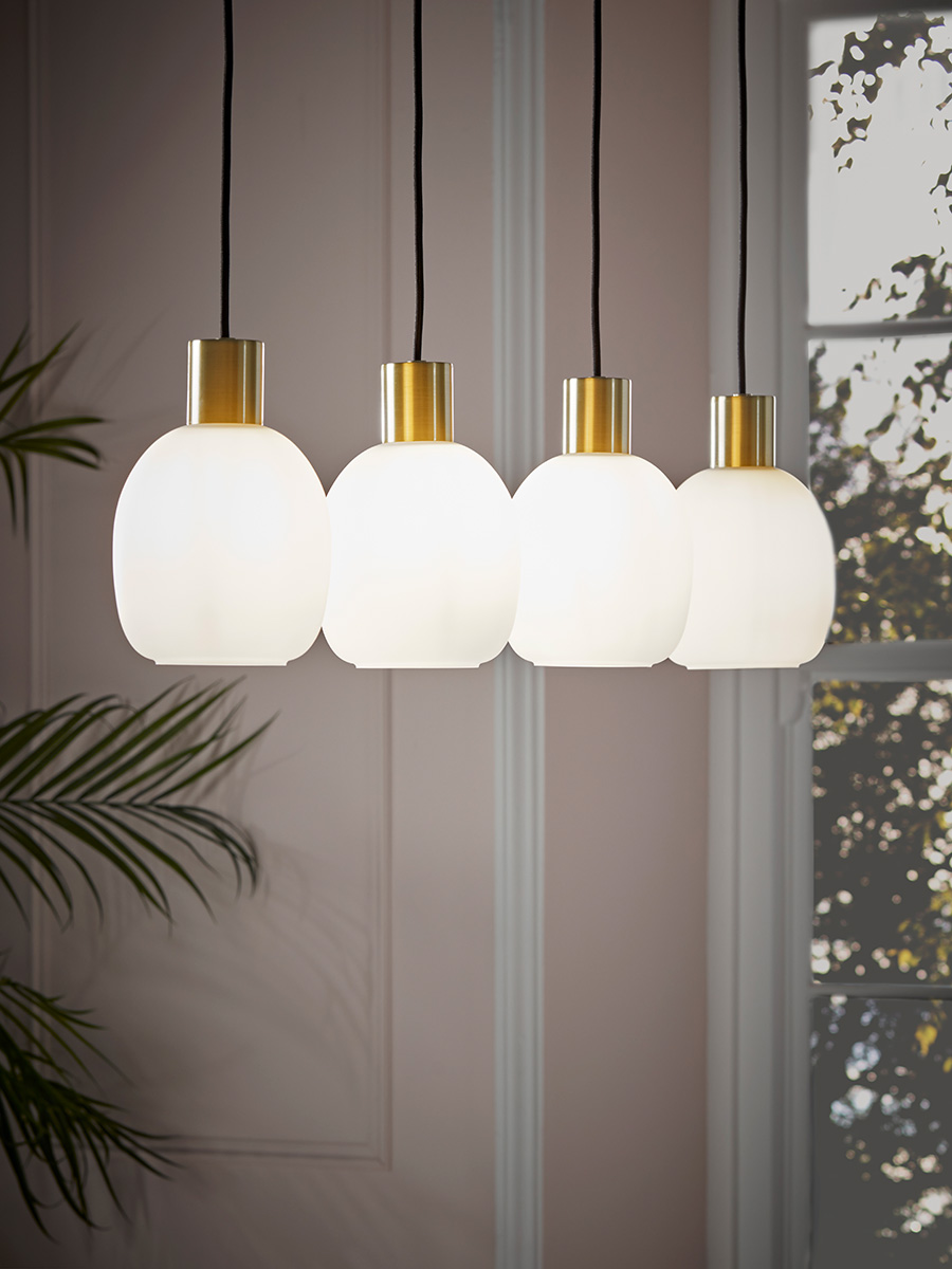Four Frosted Glass Pendant Lights