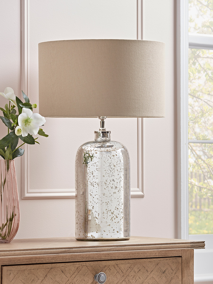 Product photograph of Aria Mercuried Glass Table Lamp - Large from Cox and Cox.