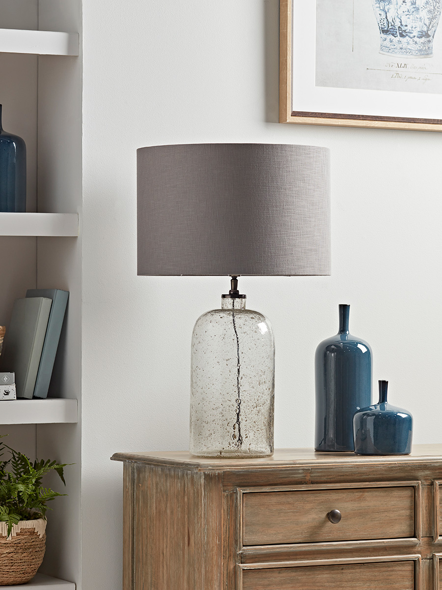 Product photograph of Aria Clear Glass Table Lamp - Large from Cox and Cox.