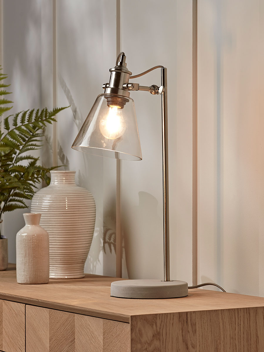 Product photograph of Glass Concrete Table Lamp from Cox and Cox.