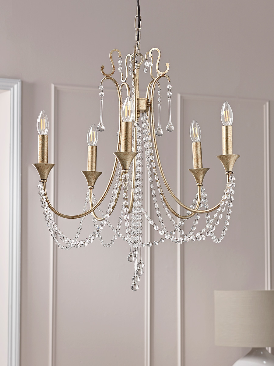 Product photograph of Five Arm Leaf Chandelier from Cox and Cox