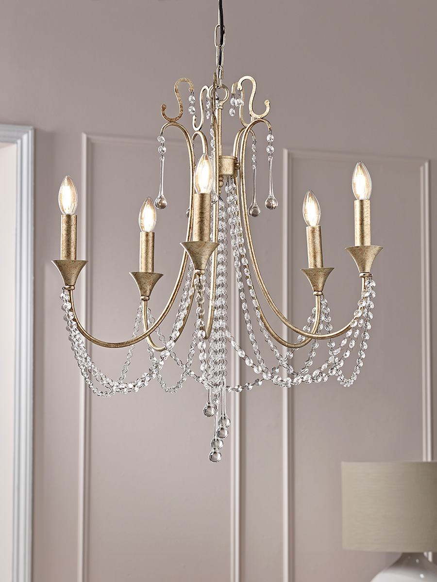 Product photograph of Five Arm Leaf Chandelier from Cox and Cox.