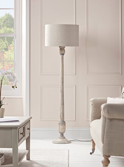 Grey Washed Turned Floor Lamp