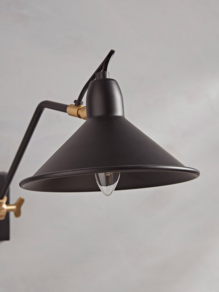 Product photograph of Black Brass Wall Light from Cox and Cox.