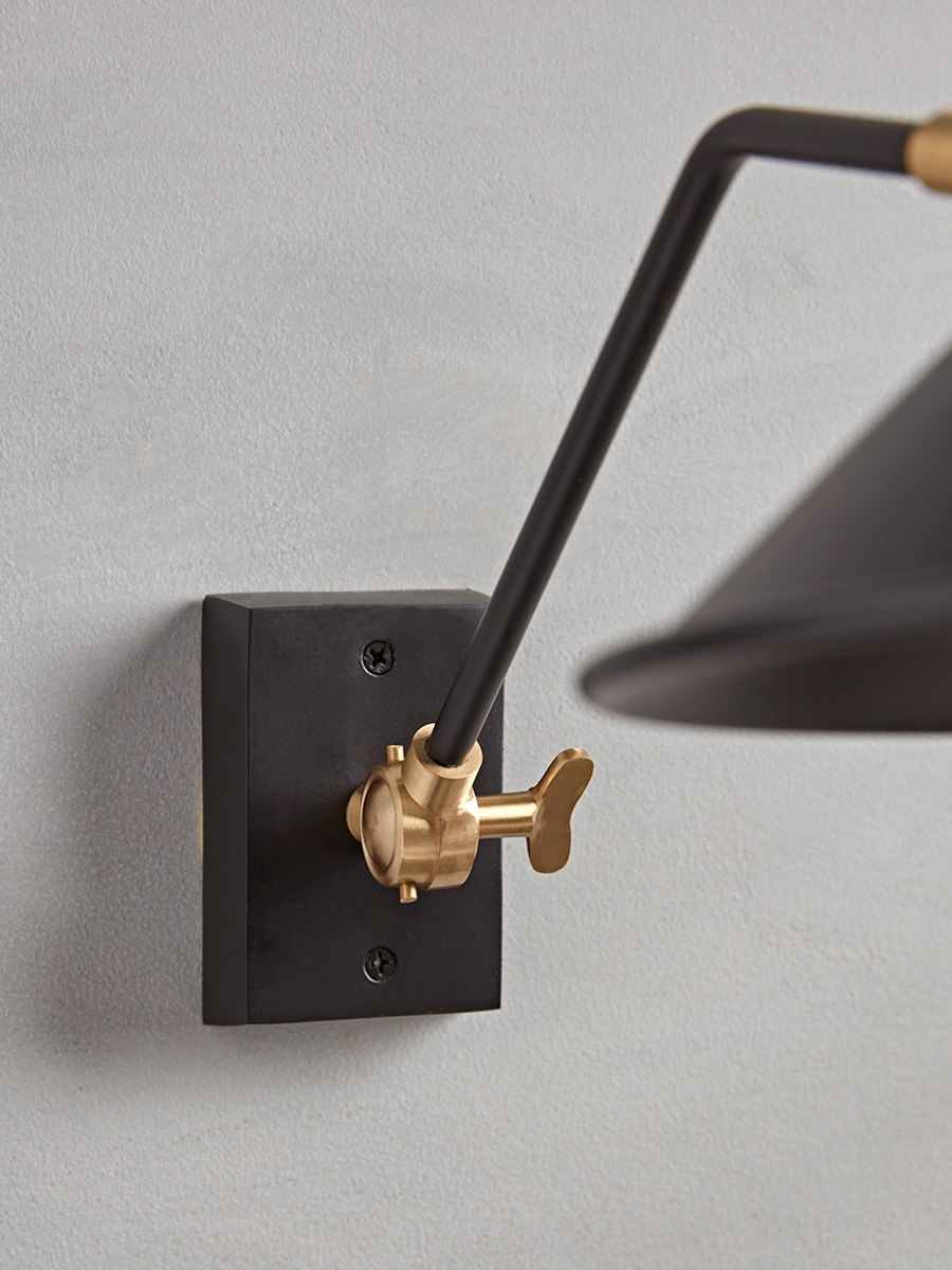 Product photograph of Black Brass Wall Light from Cox and Cox.