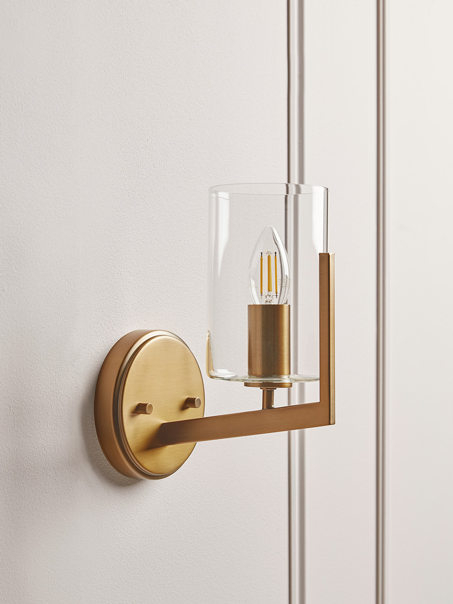 Photo of Column glass & brass wall light