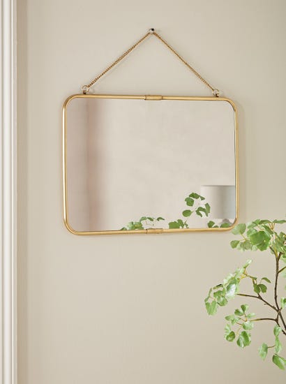 French Hanging Mirror - Antique Brass