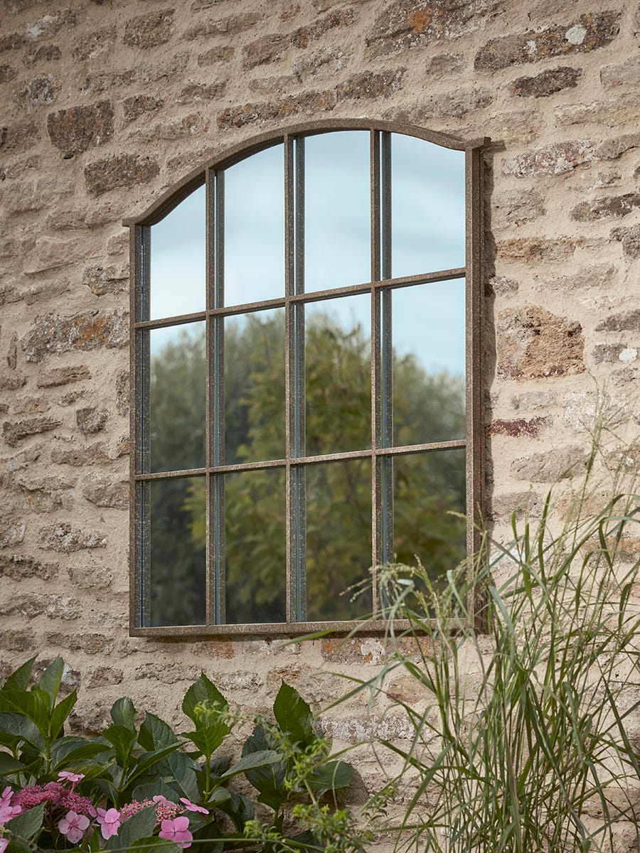 Product photograph of Outdoor Industrial Panelled Window Mirror from Cox and Cox