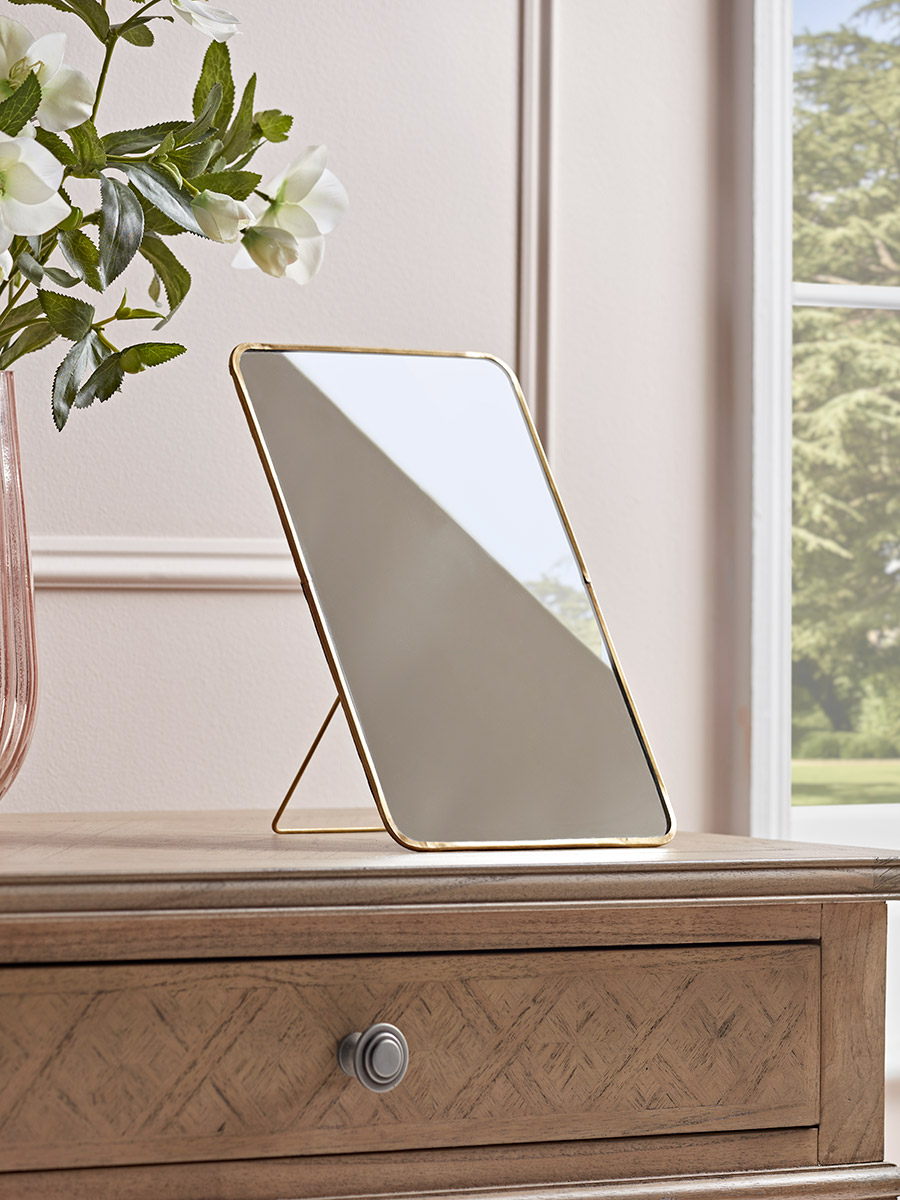 Photo of Antique brass rectangle table mirror