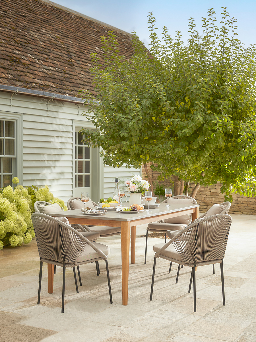 Concrete outdoor store dining