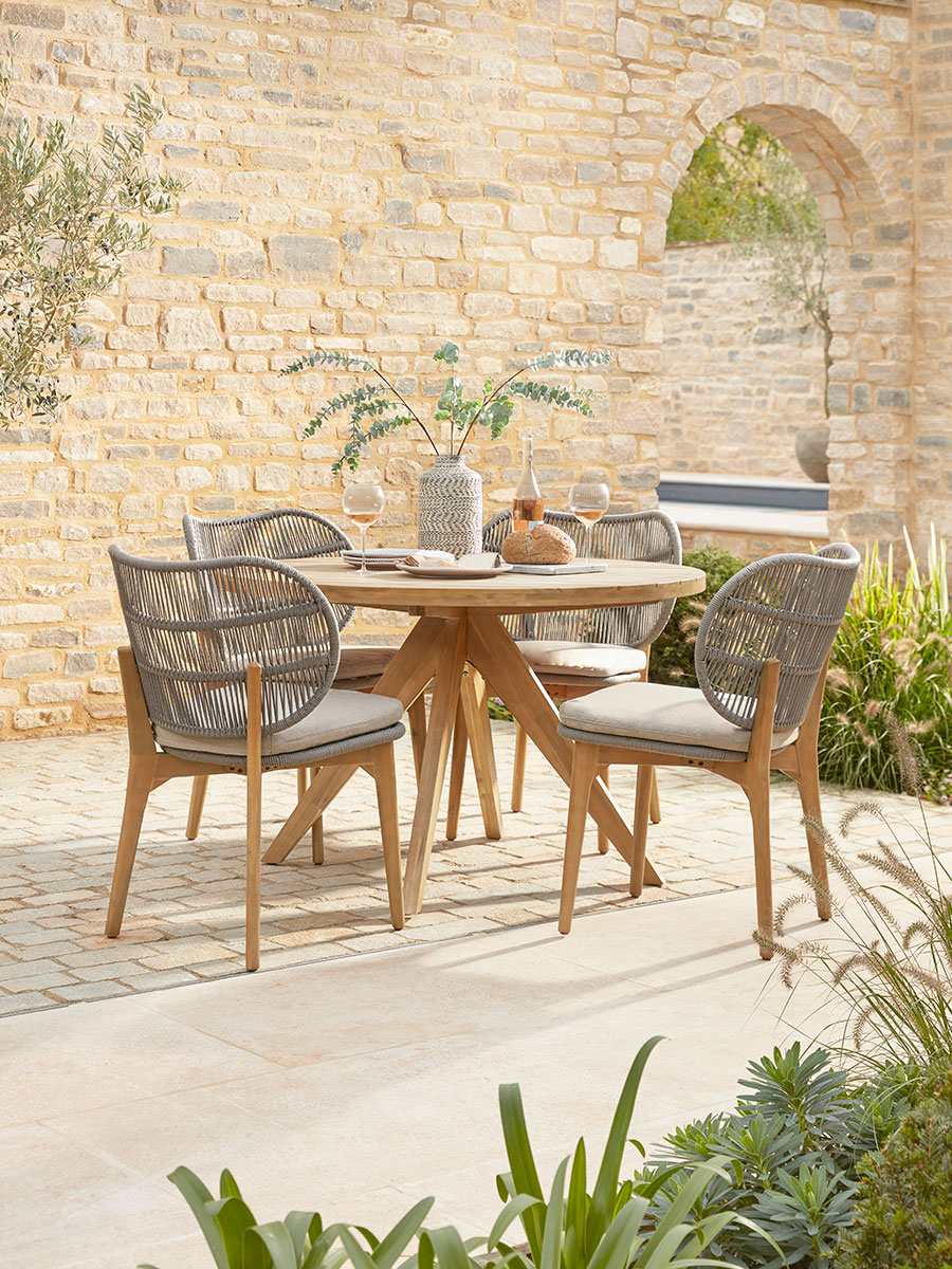 Product photograph of Round Acacia Dining Table from Cox and Cox