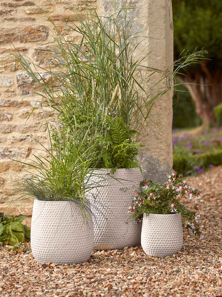 Product photograph of Three Honeycomb Planters - Light Grey from Cox and Cox