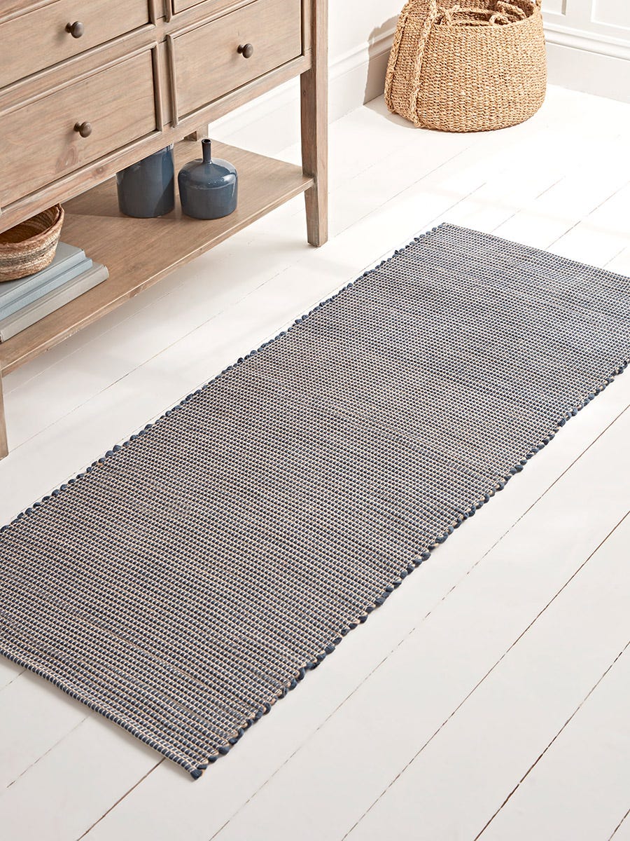 Product photograph of Navy Weaved Runner from Cox and Cox