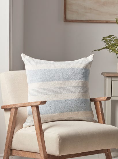 Stripe Organic Cotton Cushion - Blue