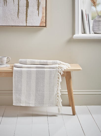 Stripe Organic Cotton Throw - Grey